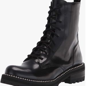 New, never worn Black leather combat boots